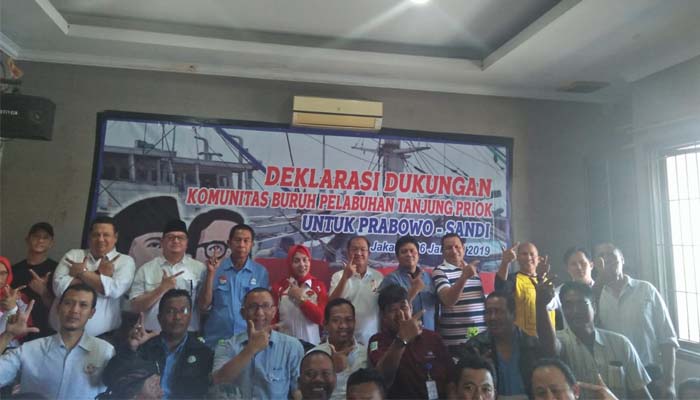 Buruh Pelabuhan Tanjung Priok Deklarasi Dukung Prabowo Sandi