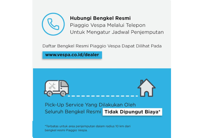 PT Piaggio Indonesia Hadirkan Layanan Free Pick-Up Service Piaggio Vespa Selama Masa #DiRumahAja