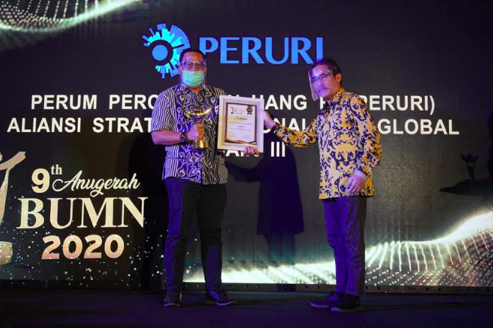 Peruri Raih Penghargaan 9th Anugerah BUMN 2020 Kategori Aliansi Strategis Nasional dan Global