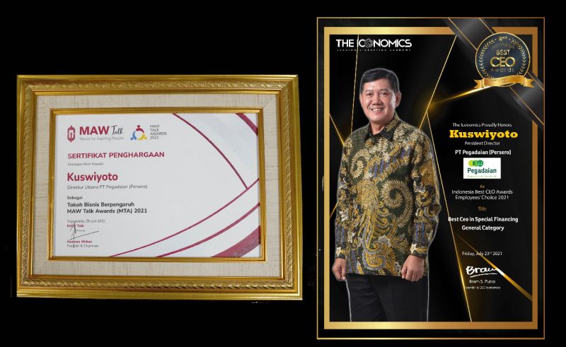 Dirut Pegadaian Kuswiyoto Raih Dua Penghargaan CEO 2021
