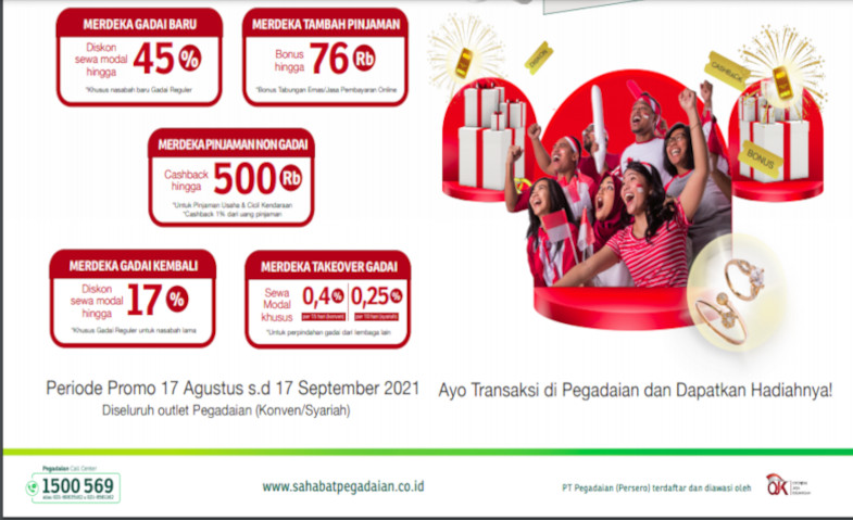 Semarakkan HUT ke-76 RI, Pegadaian Berikan Promo Cashback hingga 45 Persen