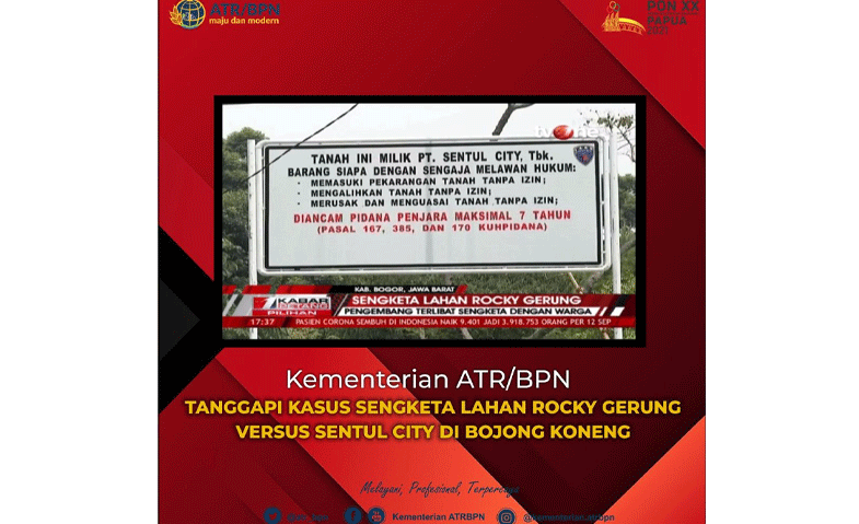 Rocky Gerung-Sentul City Saling Klaim Tanah, Begini Kata Kementerian ATR/BPN