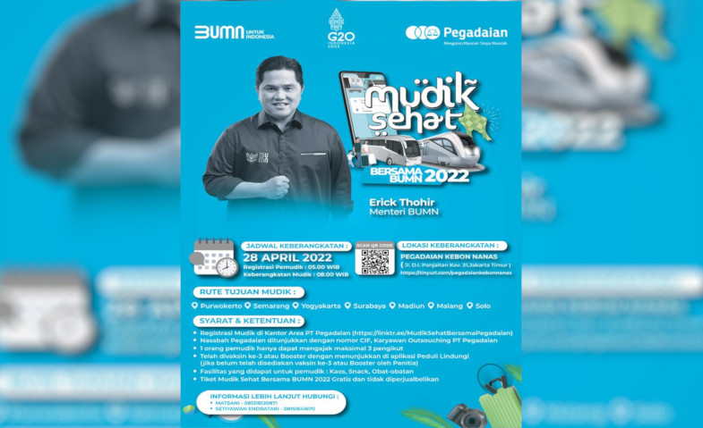 Dukung Mudik Sehat Bersama BUMN 2022 Pegadaian Siap Antar Penumpang ke Kampung Halaman