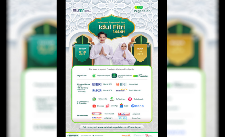 Libur Lebaran, Pegadaian Ajak Masyarakat Optimalkan Layanan Digital